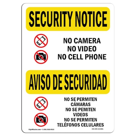 OSHA SECURITY NOTICE, 18 Height, 24 Width, Aluminum